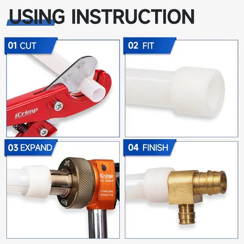 Miniatura 7 de iCrimp Kit de herramientas de expansión manual con cabezales de expansión de rotación automática, herramienta expansora de mango extensible