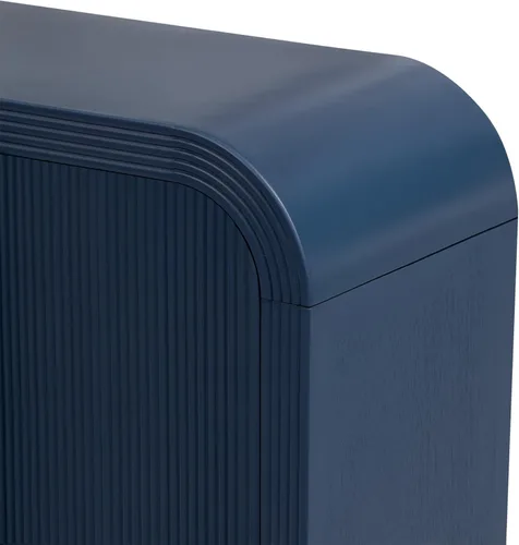 Miniatura 5 de Virubi Armario de buffet acanalado de 63 pulgadas con almacenamiento, puertas y estantes ajustables, mesa consola curva de madera con Azul marino