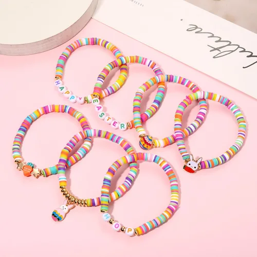 Miniatura 219 de Surfer Heishi - Pulseras apilables para mujer, apilables, de vinilo arcoíris, disco de arcilla, pulseras elásticas para la amistad, joyería bohemia