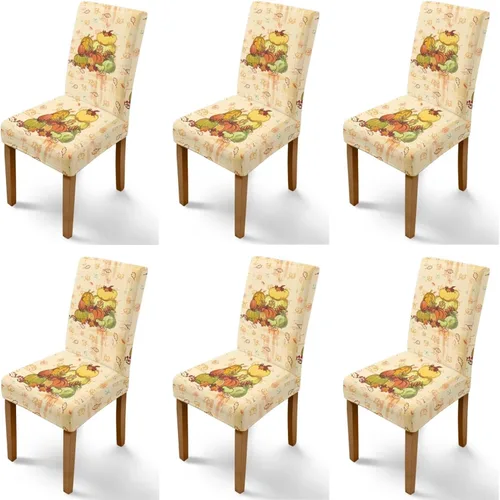Miniatura 45 de Rnyleeg Thanksgiving Chair Covers for Living Room No Arms Turkey Pumpkin Stretch Dining Chair Covers Set of 6 Soft Washable Kitchen Chair Protector