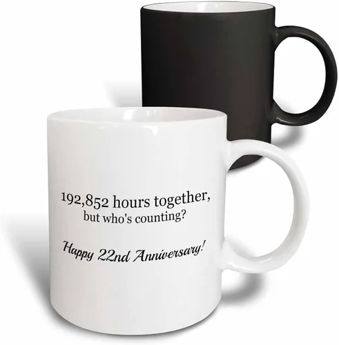 Miniatura 10 de 3dRose mug_224667_4 Happy 22nd Anniversary 198852 Hours Together - Taza de 11 onzas, color negro