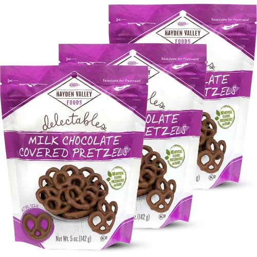 Miniatura 25 de Hayden Valley Foods Pretzels cubiertos con sabor a yogur de arándanos Bolsas de 5 onzas (paquete de 3) Sin sabores artificiales, conservantes