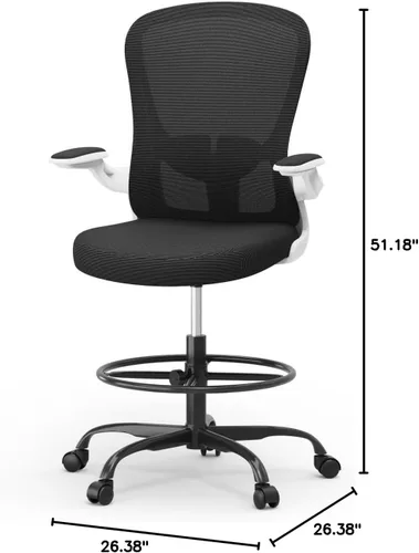 Miniatura 2 de Silla de dibujo, silla de oficina alta con reposabrazos abatibles, silla de escritorio de pie ergonómica ejecutiva para computadora, silla de dibujo