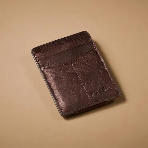 Miniatura 4 de Fossil Funda magnética minimalista de cuero para hombre con clip para dinero bolsillo frontal cartera para hombres