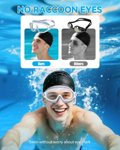 Miniatura 3 de Aegend - Nuevas gafas de natación de visión amplia para adultos, con protección antiniebla/UV, sin fugas, con tapones para los oídos para hombres