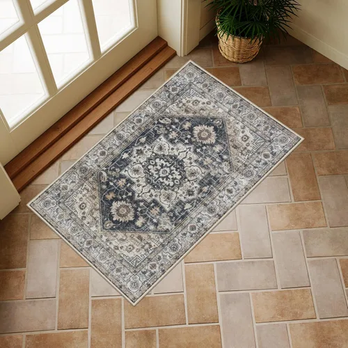 Miniatura 51 de Collive Tapete lavable para puerta de interior, antideslizante, alfombra de entrada retro de 20 x 32 pulgadas, tapete de entrada de absorción Multi