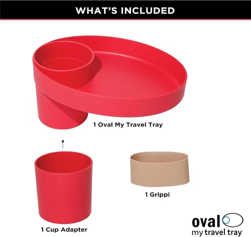 Miniatura 3 de Travel Tray Oval fabricado en Estados Unidos amplía tu portavasos actual para sostener tu taza más una bandeja para aperitivos, juguetes