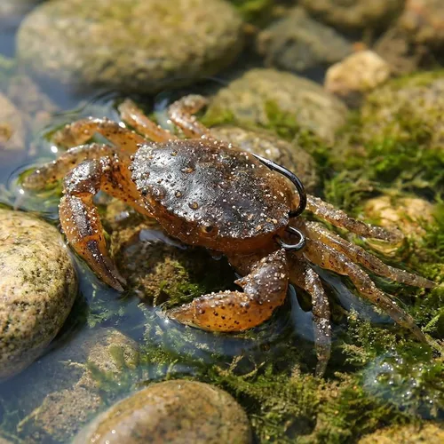 Miniatura 6 de 3 señuelos suaves de cangrejo de simulación 3D con ganchos afilados, ganchos dobles para pesca en el mar, trampas de cebo de cangrejo, herramienta