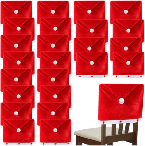 Miniatura 8 de Peryiter 24 piezas de decoraciones navideñas para sillas, fundas protectoras de terciopelo para sillas de comedor de Navidad, para cocina