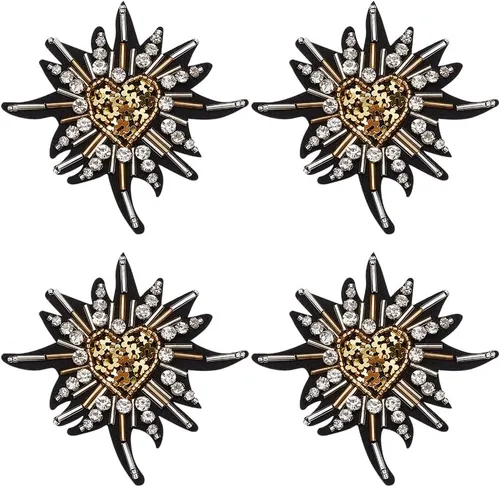 Miniatura 8 de 1 par de alas con diamantes de imitación, parches bordados para planchar, para mochila, ropa, parches de cristal, alas angulares brillantes, parche