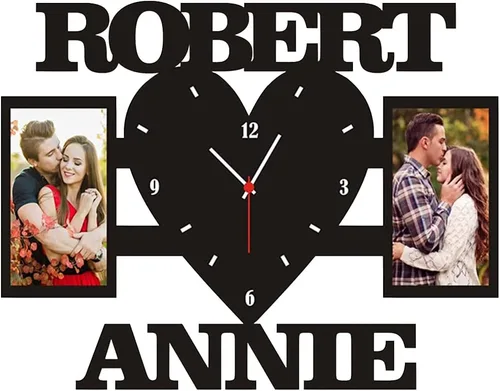 Marco de fotos para parejas, reloj de pared personalizado con nombre de foto, sala de estar, dormitorio, collage para colgar en la pared, foto