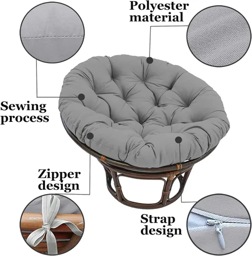 Miniatura 3 de Papasan - Cojín de repuesto para silla de huevo para exteriores, 15.7 x 15.7 pulgadas, cojín de columpio de huevo para exteriores, cesta colgante