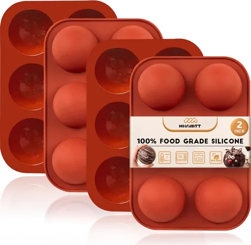Miniatura 7 de Moldes de bomba de cacao para chocolate caliente, silicona hemisferio de 2.5 pulgadas, paquete de 3, molde semicircular, 6 cavidades, circular, sin