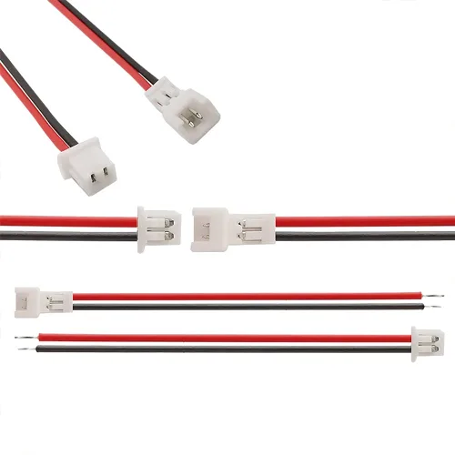 Miniatura 6 de 40 piezas (20 pares) de 0.049 in 2 pines mini micro macho y hembra de cable de conexión con conector de terminal rojo negro cable de 3.937 in