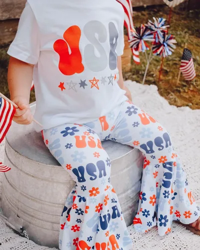 Miniatura 21 de Conjunto de sudadera con cuello redondo y estampado de pastel de calabaza para niña, camiseta y pantalones acampanados