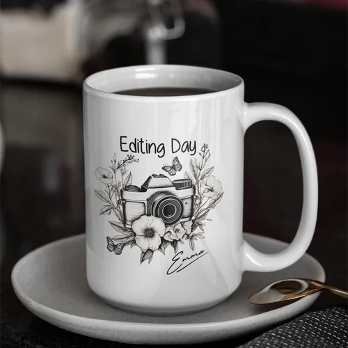Miniatura 4 de Taza de café personalizada con nombre, taza de regalo personalizada para amantes de la fotografía, amigos, familia, taza de té blanca de 11 o 15