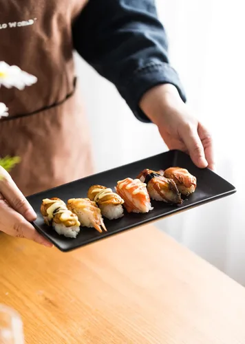 Miniatura 4 de LAUCHUH Bandejas para Servir, Bandeja de Porcelana de 10" Platos de Sushi Bandejas Rectangulares para Navidad, Acción de Gracias, Sushi, Pasteles