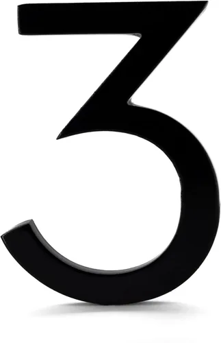 Número de casa moderno de 8 pulgadas, fácil de instalar, número de dirección flotante Montague Metal Products (3, negro)