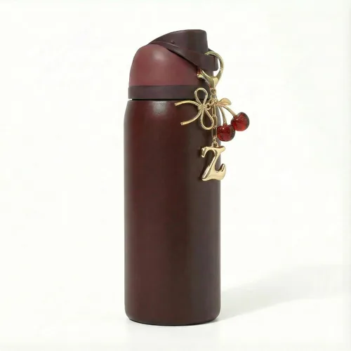 Miniatura 16 de Botella de agua de cereza negra para Owala de 16 onzas, 19 onzas, 24 onzas, 32 onzas, 40 onzas, cereza roja negra con bonitas cerezas y colgante