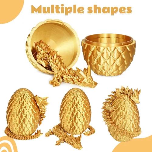 Miniatura 4 de Huevos de dragón con dragón en el interior, regalos divertidos sorpresa impresos en 3D para niños, juguetes fidget de dragón articulado para Oro