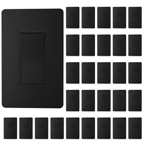 Miniatura 24 de ThunderWay - Interruptor de luz para decoración de 3 vías con placas de pared, 15 A 120/277 V, interruptores basculantes de pared Decora de tres