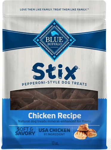 Miniatura 12 de Blue Buffalo Stix Pepperoni-Style - Golosinas para perros hechas con ingredientes naturales, receta de carne de res, bolsa de 13 onzas