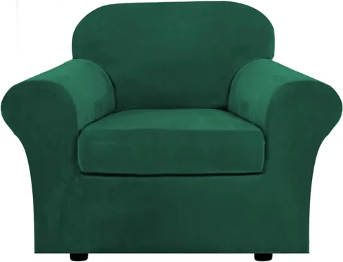 Miniatura 30 de H.VERSAILTEX - Funda elástica para sofá de 3 piezas, de suave terciopelo afelpado, para sofá biplaza con 2 cojines de hasta 72 pulgadas de ancho, se