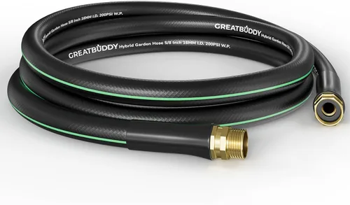Miniatura 8 de GreatBuddy Manguera de jardín de 3 pies, 5/8 pulgadas, manguera híbrida resistente, flexible y ligera, explosión de 600 PSI con accesorios de latón