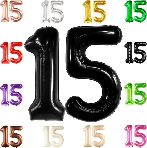 Miniatura 12 de Katchon, Globos rojos enormes del número 15, 40 pulgadas, globos del número 15, decoraciones de cumpleaños de 15 para niñas, decoraciones