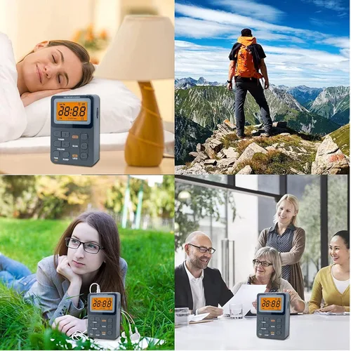 Miniatura 7 de Radio AM/FM de bolsillo con la mejor recepción, radio recargable portátil con auriculares, reproductor de MP3, mini pantalla de bloqueo estéreo