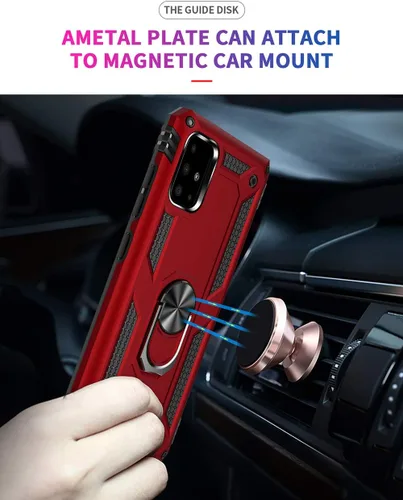 Miniatura 4 de Funda de grado militar para Samsung Galaxy A51 4G, funda Galaxy M40S, 360 metal giratorio anillo soporte soporte magnético para montaje en Azul