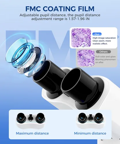 Miniatura 4 de Microscopio binocular compuesto para adultos, profesionales y niños, aumento de 40X-2000X con iluminación LED, platina mecánica, oculares WF2x