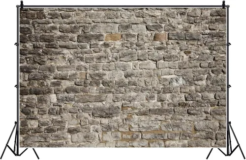 Miniatura 4 de Laeacco Telón de fondo de pared de ladrillo de poliéster de 5 x 3 pies, diseño vintage de ladrillo de piedra gris, ladrillo rústico, recién nacido