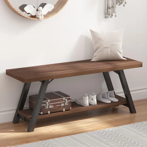 Miniatura 13 de LVB Banco Negro, Banco de Almacenamiento Moderno para Dormitorio, Banco de Madera y Metal para Entrada de Pasillo, Comedor, Sala de Estar, Banco