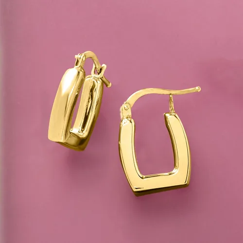 Miniatura 3 de Pure Collection by Ross-Simons - Pendientes de aro cuadrados de oro amarillo italiano de 14 quilates