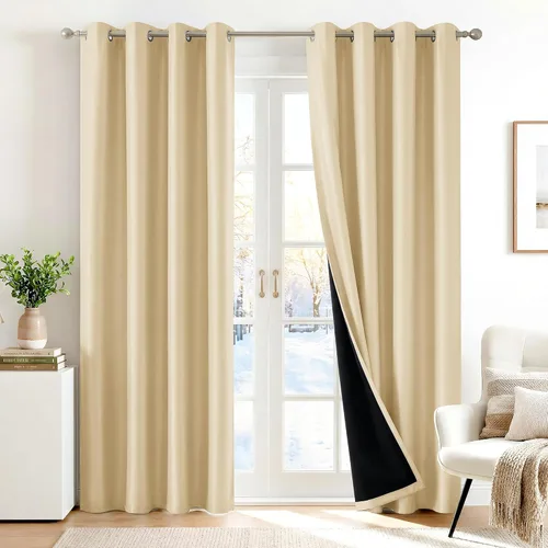 Miniatura 15 de Deconovo Cortinas 100% opacas, cortinas de ventana con aislamiento térmico, paneles reductores de ruido, cortinas de forro negro, con ojales