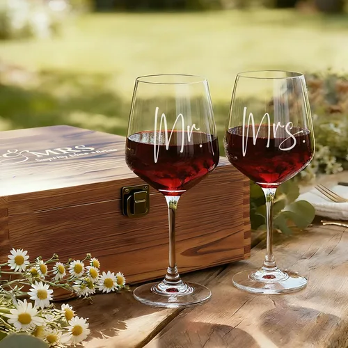 Miniatura 8 de AW BRIDAL Copas de vino Mr and Mrs Regalos de boda para parejas 2026, regalo de compromiso para parejas recién comprometidas, regalos de despedida