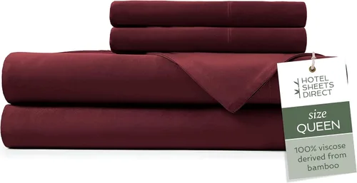Miniatura 72 de Hotel Sheets Direct Juego de Sábanas de Cama de 4 Piezas, Tamaño California King, 100% Viscosa Derivada de Bambú, Juego de Sábanas con 2 Fundas