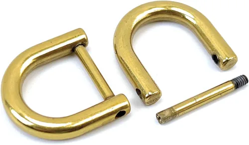 Miniatura 42 de 4 anillos en D resistentes con grillete de 1-1/2 pulgadas, oro antiguo, en forma de U, repuesto para bolso, llavero, collar de perro