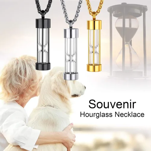 Miniatura 191 de FindChic Collares personalizados con urna para cenizas, barra vertical, gato, luna, reloj de arena, garra de perro, acero inoxidable, chapado en oro