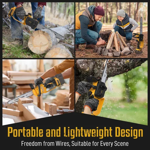 Miniatura 6 de Mini motosierra para batería Dewalt de 20 V máxima, motosierra eléctrica de 12 pulgadas inalámbrica con doble bloqueo de seguridad, sierra de cadena
