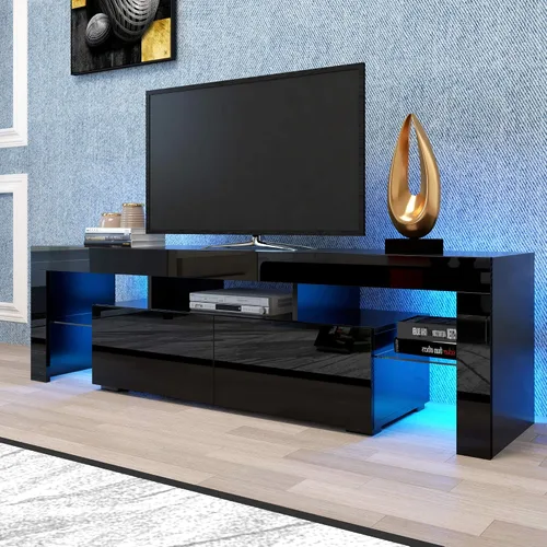 Miniatura 4 de Soporte de TV Centro de entretenimiento con 20 efectos de color LED, consola de sala de estar, gabinete de almacenamiento, soportes de televisión
