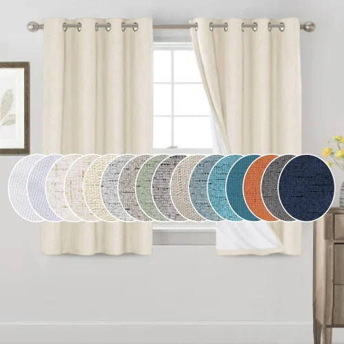 Miniatura 130 de Primitive - Cortinas opacas 100 % de lino texturizado natural para dormitorio, sala de estar, cortinas para ahorra energía, tela de arpillera