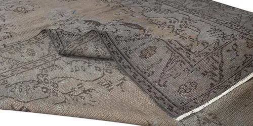 Miniatura 3 de 6x9.5 Ft Vintage Rug Over-Dyed in Gray for Modern Interiors, Handmade in Turkey