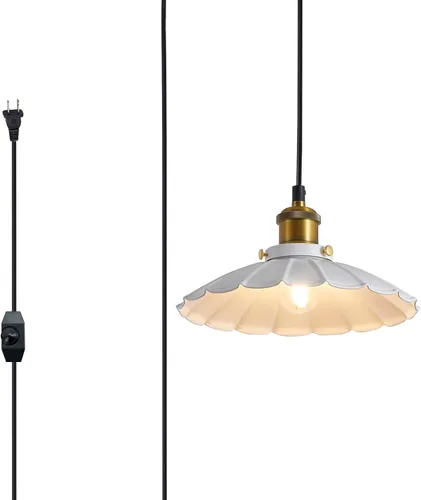 Miniatura 20 de Lámpara colgante negra, lámpara colgante retro de 9.8 pulgadas para dormitorio, luces colgantes brillantes de cocina, sala de estar, 6.5 pies