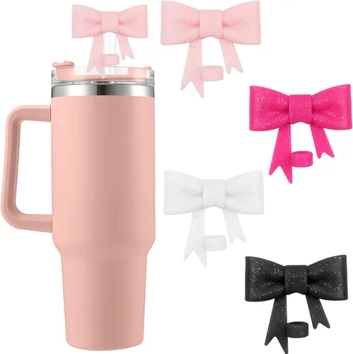 Miniatura 38 de 6 piezas de cubiertas de pajita de silicona para vasos Stanley de 40/30 oz 10 mm (0.4 pulg) cubiertas de pajita a prueba de polvo con diseño