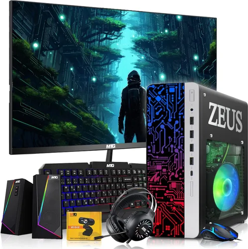 TechMagnet PC de escritorio para juegos, Intel i5 4ª generación, Zeus Pro 4, GT 1030, 8 GB RAM ARGB, SSD de 1 TB + disco duro de 2 TB, monitor de 22