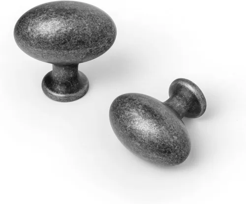 Miniatura 26 de Goo-Ki 1.2 Pulgadas (36MM) Manijas de Gabinete Ovaladas de Latón Antiguo, Aleación de Zinc para Cajones de Vestidor Armario, 6 Empaquetadas