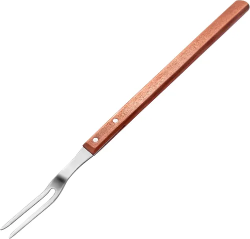 Miniatura 10 de New Star Foodservice Tenedor para barbacoa de grado comercial, mango de madera (13 pulgadas)