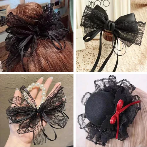 Miniatura 5 de Ribete de Encaje Negro Cinta de Encaje de Costura para Manualidades Decoración Nupcial de Boda, Ramo y Embalaje de Regalo (1.5 Pulgadas, 22 Yardas)